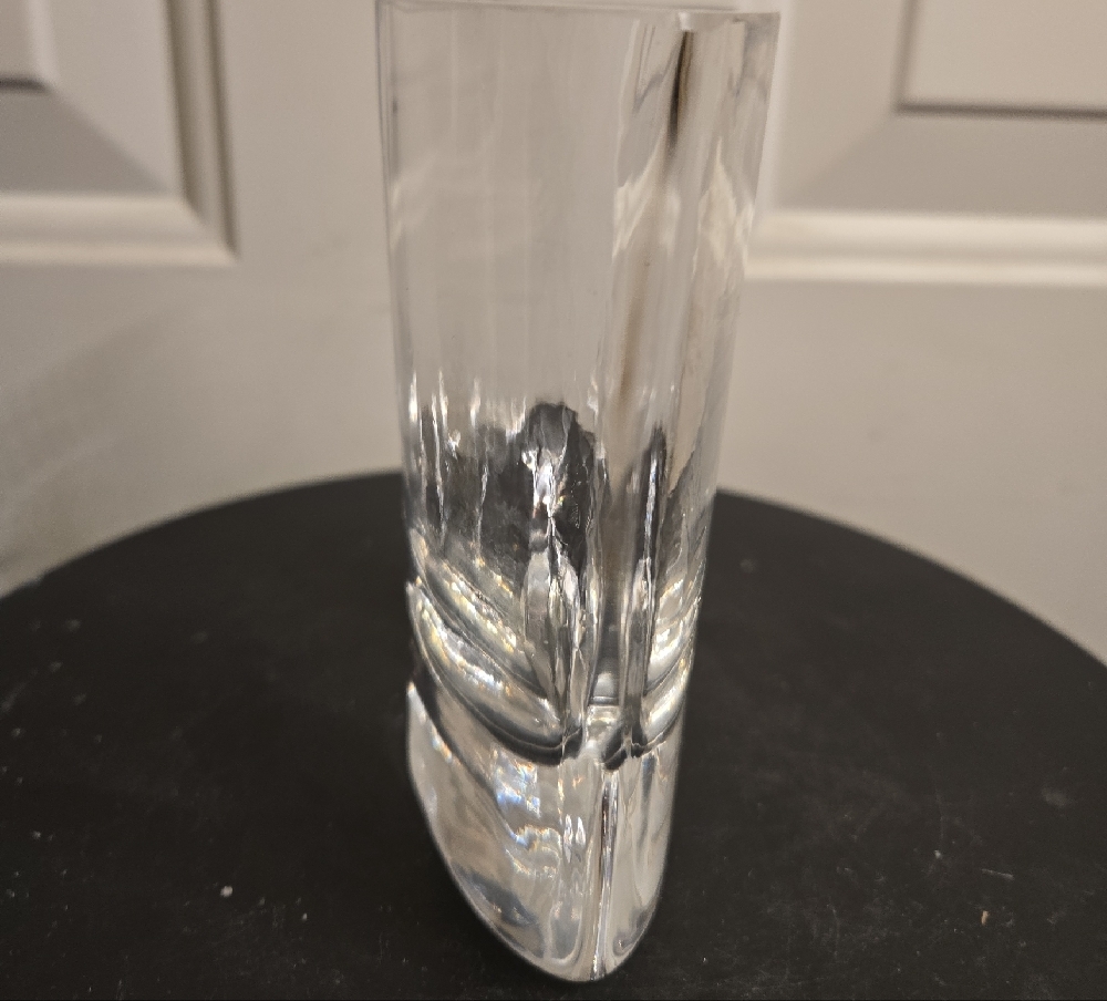 Josef Schott for Smålandshyttan Sweden Glass Vase w/ Engraved Swan Reeds Design - Picture 3 of 9